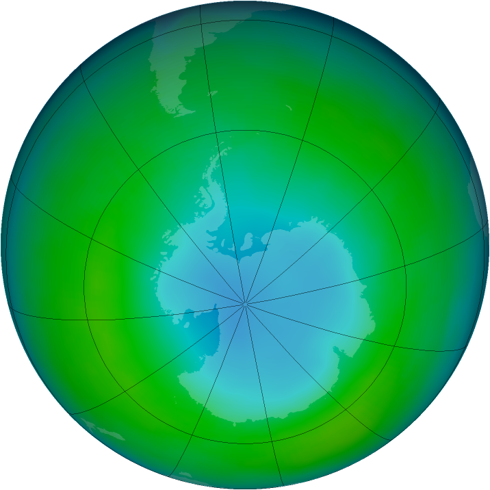 Antarctic ozone map for May 1983